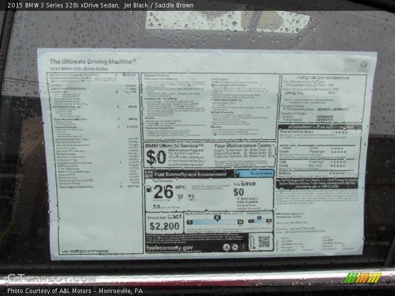 Jet Black / Saddle Brown 2015 BMW 3 Series 328i xDrive Sedan