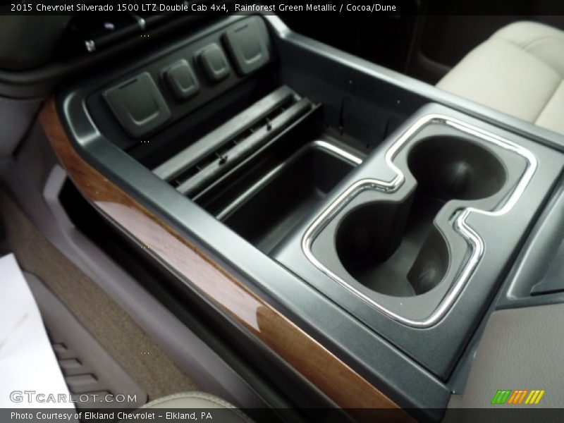 Rainforest Green Metallic / Cocoa/Dune 2015 Chevrolet Silverado 1500 LTZ Double Cab 4x4