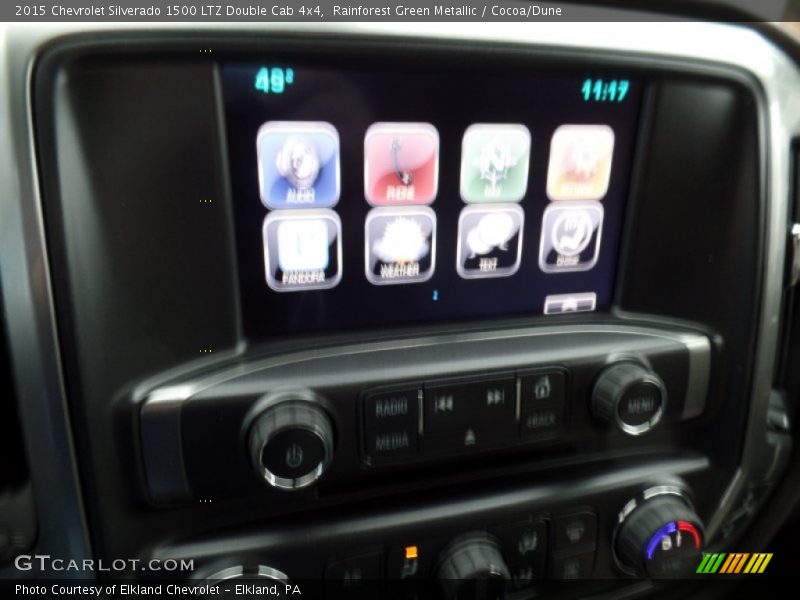 Rainforest Green Metallic / Cocoa/Dune 2015 Chevrolet Silverado 1500 LTZ Double Cab 4x4