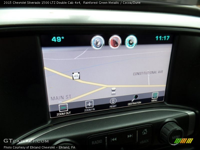 Rainforest Green Metallic / Cocoa/Dune 2015 Chevrolet Silverado 1500 LTZ Double Cab 4x4