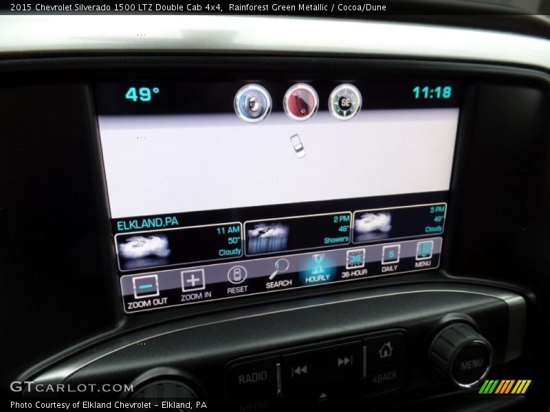 Rainforest Green Metallic / Cocoa/Dune 2015 Chevrolet Silverado 1500 LTZ Double Cab 4x4