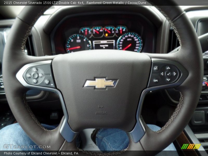 Rainforest Green Metallic / Cocoa/Dune 2015 Chevrolet Silverado 1500 LTZ Double Cab 4x4