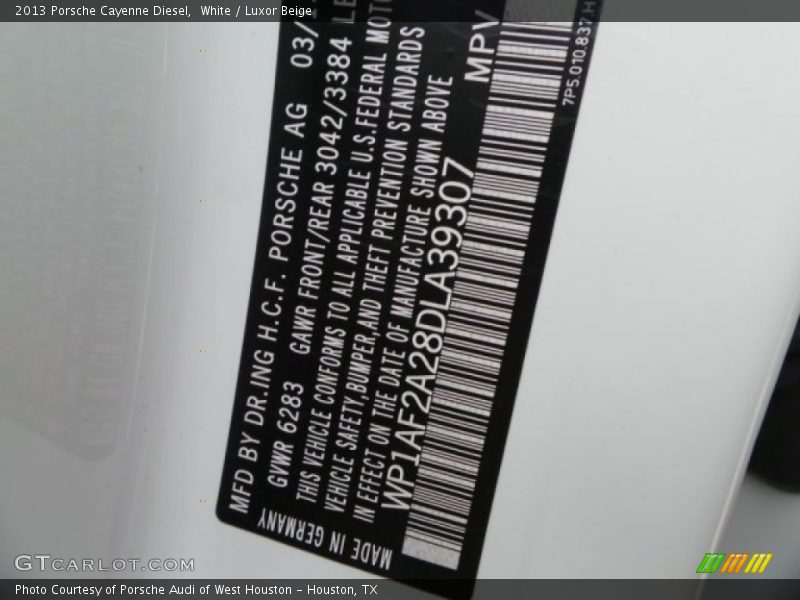 White / Luxor Beige 2013 Porsche Cayenne Diesel