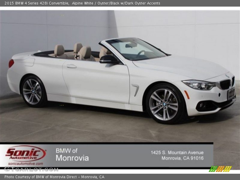 Alpine White / Oyster/Black w/Dark Oyster Accents 2015 BMW 4 Series 428i Convertible