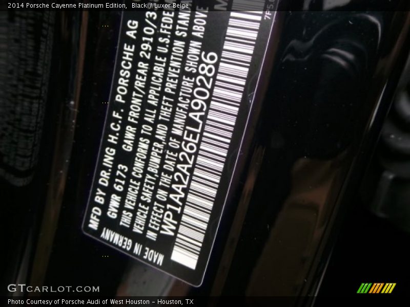 Black / Luxor Beige 2014 Porsche Cayenne Platinum Edition