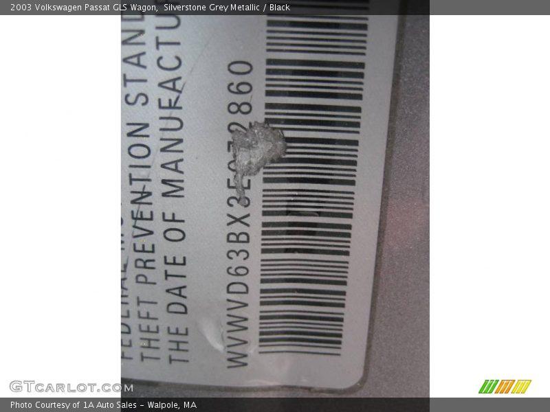 Silverstone Grey Metallic / Black 2003 Volkswagen Passat GLS Wagon