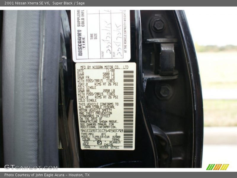 Super Black / Sage 2001 Nissan Xterra SE V6