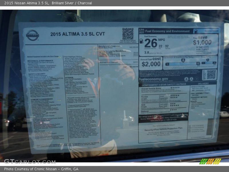 Brilliant Silver / Charcoal 2015 Nissan Altima 3.5 SL