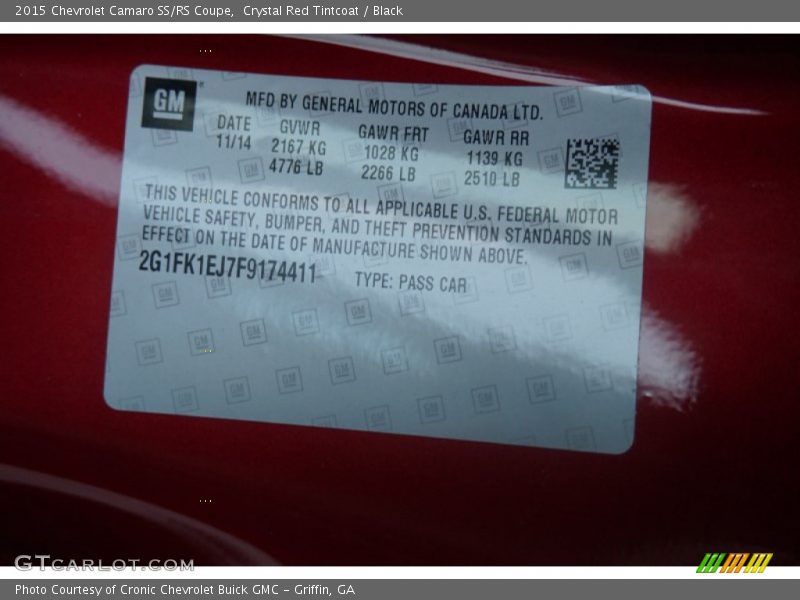 Crystal Red Tintcoat / Black 2015 Chevrolet Camaro SS/RS Coupe