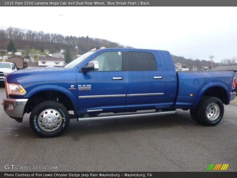  2015 3500 Laramie Mega Cab 4x4 Dual Rear Wheel Blue Streak Pearl