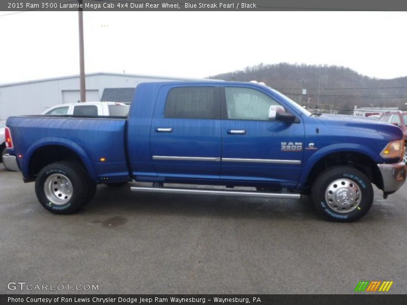  2015 3500 Laramie Mega Cab 4x4 Dual Rear Wheel Blue Streak Pearl