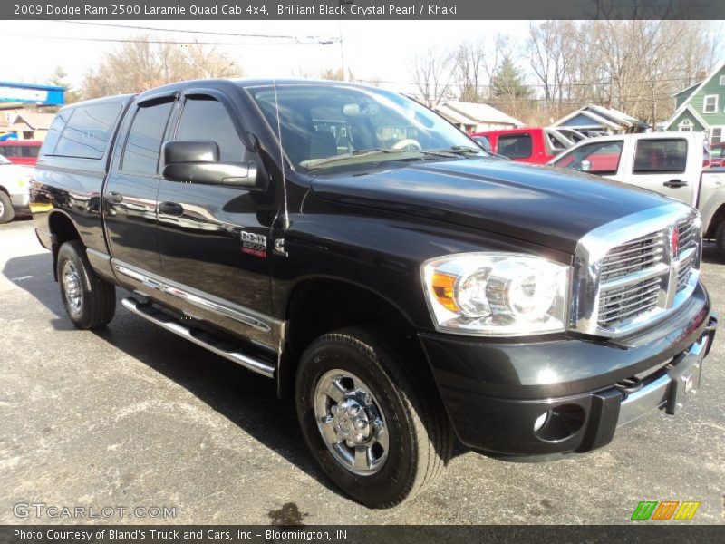 Brilliant Black Crystal Pearl / Khaki 2009 Dodge Ram 2500 Laramie Quad Cab 4x4