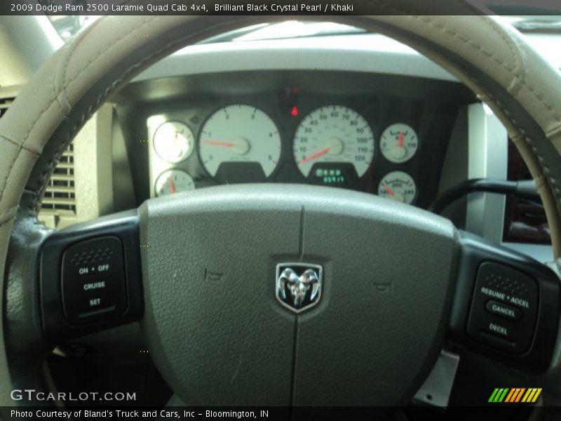 Brilliant Black Crystal Pearl / Khaki 2009 Dodge Ram 2500 Laramie Quad Cab 4x4