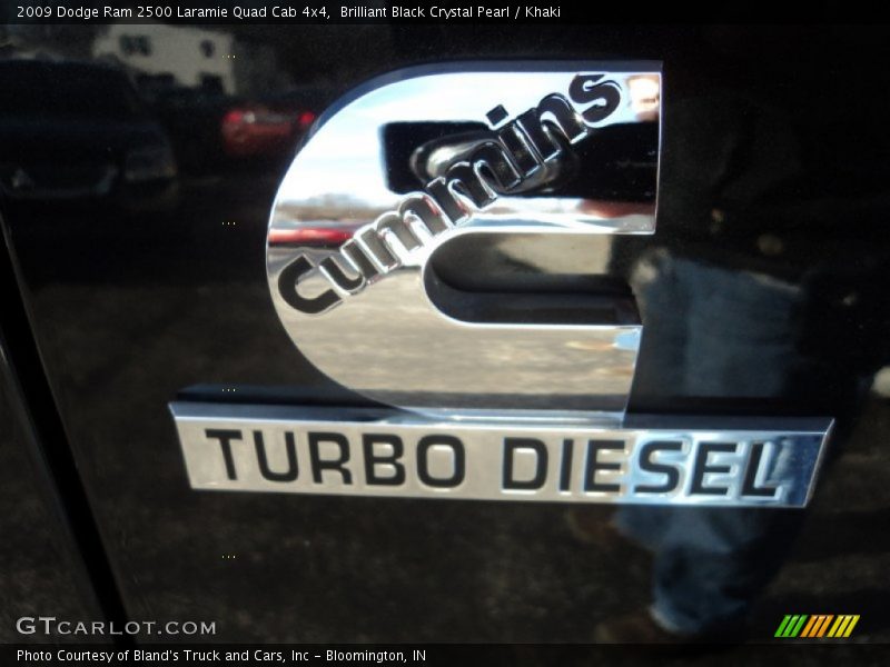 Brilliant Black Crystal Pearl / Khaki 2009 Dodge Ram 2500 Laramie Quad Cab 4x4
