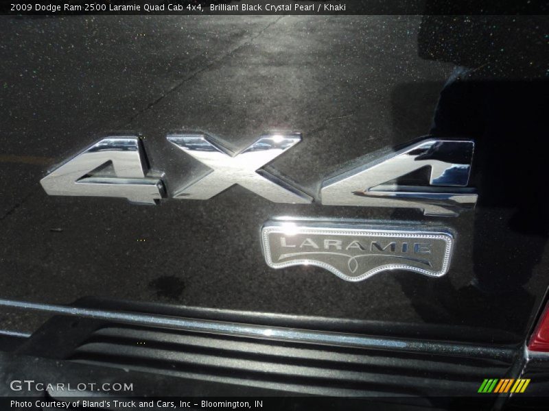 Brilliant Black Crystal Pearl / Khaki 2009 Dodge Ram 2500 Laramie Quad Cab 4x4