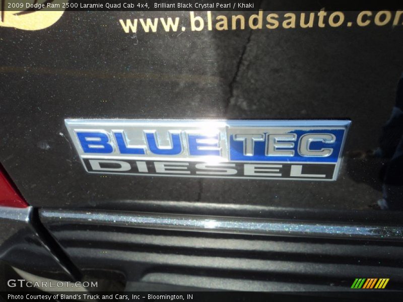 Brilliant Black Crystal Pearl / Khaki 2009 Dodge Ram 2500 Laramie Quad Cab 4x4