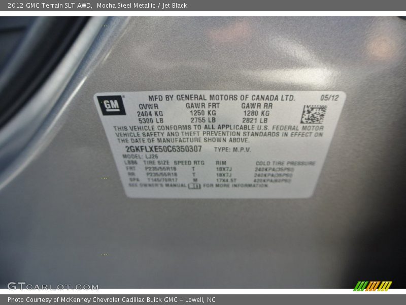Mocha Steel Metallic / Jet Black 2012 GMC Terrain SLT AWD