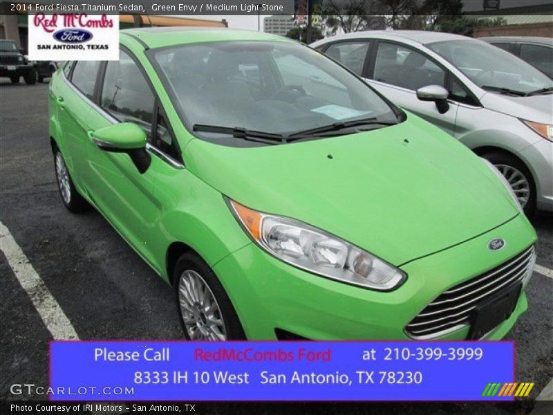 Green Envy / Medium Light Stone 2014 Ford Fiesta Titanium Sedan