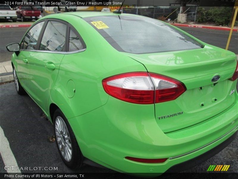 Green Envy / Medium Light Stone 2014 Ford Fiesta Titanium Sedan
