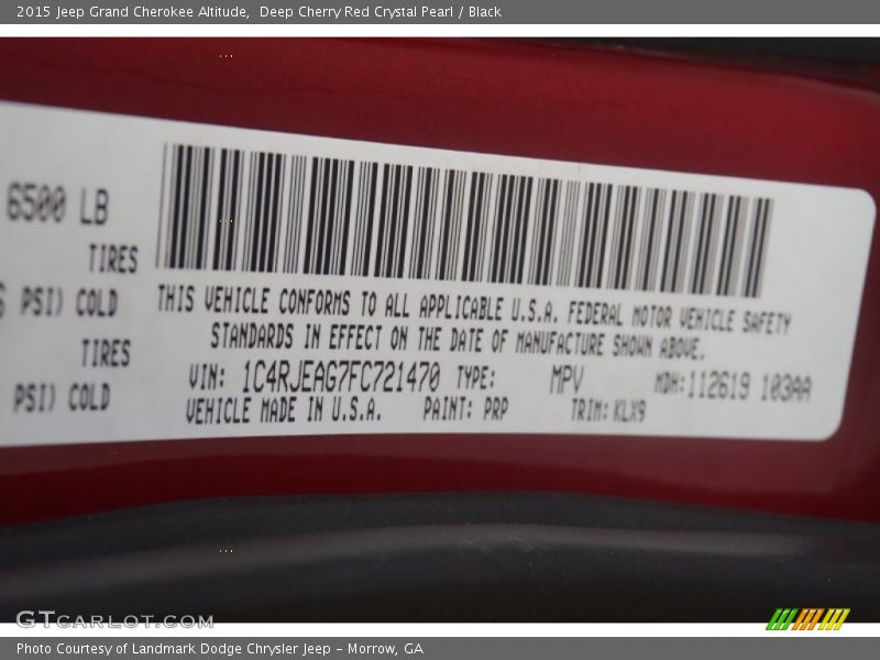 Deep Cherry Red Crystal Pearl / Black 2015 Jeep Grand Cherokee Altitude