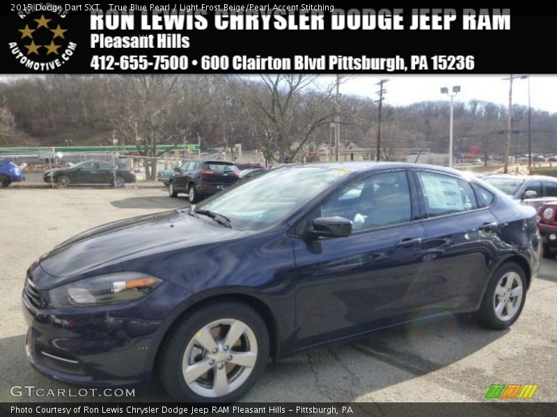 True Blue Pearl / Light Frost Beige/Pearl Accent Stitching 2015 Dodge Dart SXT