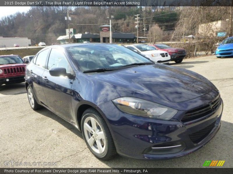 True Blue Pearl / Light Frost Beige/Pearl Accent Stitching 2015 Dodge Dart SXT