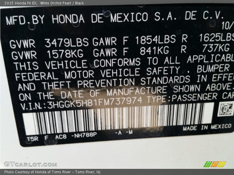 White Orchid Pearl / Black 2015 Honda Fit EX