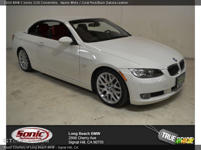 Alpine White / Coral Red/Black Dakota Leather 2009 BMW 3 Series 328i Convertible