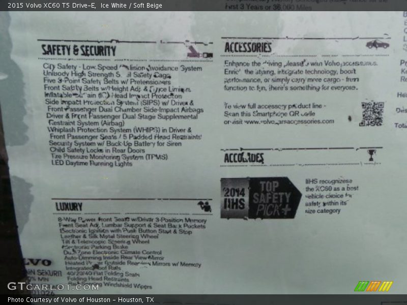 Ice White / Soft Beige 2015 Volvo XC60 T5 Drive-E