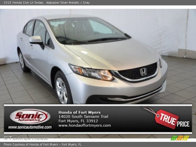 Alabaster Silver Metallic / Gray 2015 Honda Civic LX Sedan