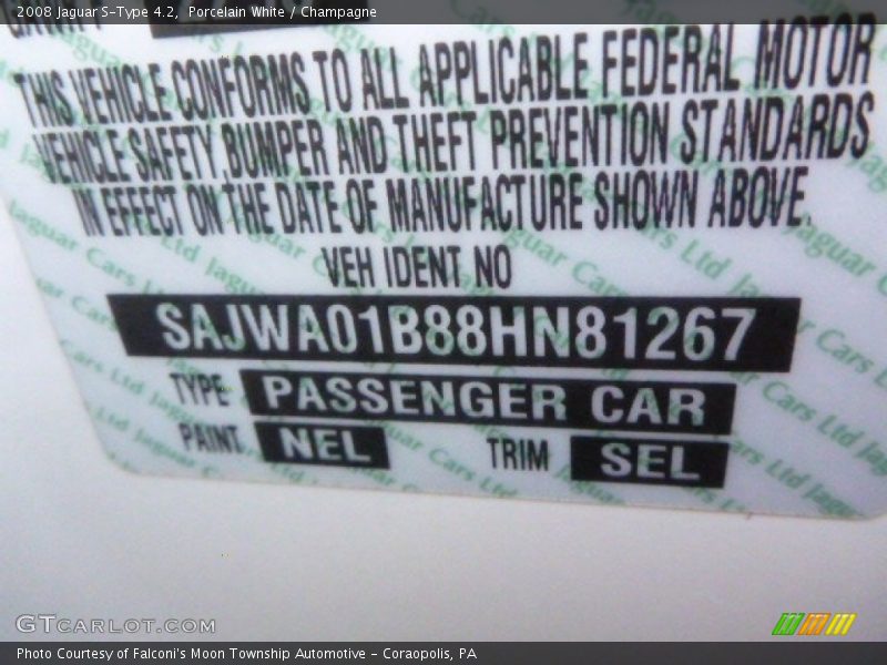 Porcelain White / Champagne 2008 Jaguar S-Type 4.2