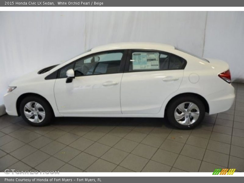 White Orchid Pearl / Beige 2015 Honda Civic LX Sedan