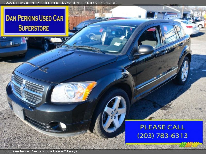 Brilliant Black Crystal Pearl / Dark Slate Gray/Red 2009 Dodge Caliber R/T