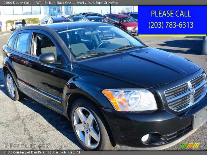 Brilliant Black Crystal Pearl / Dark Slate Gray/Red 2009 Dodge Caliber R/T