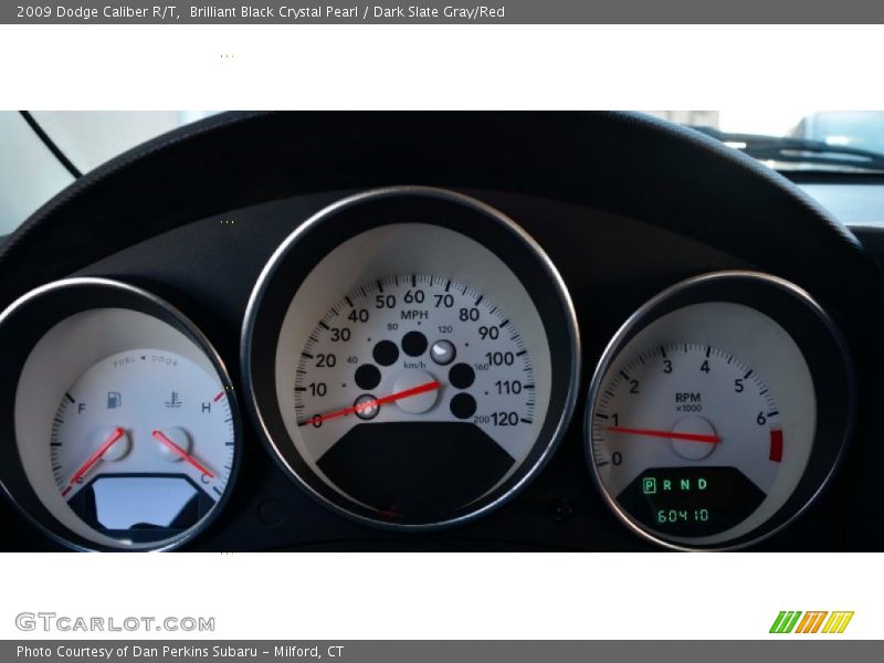 Brilliant Black Crystal Pearl / Dark Slate Gray/Red 2009 Dodge Caliber R/T