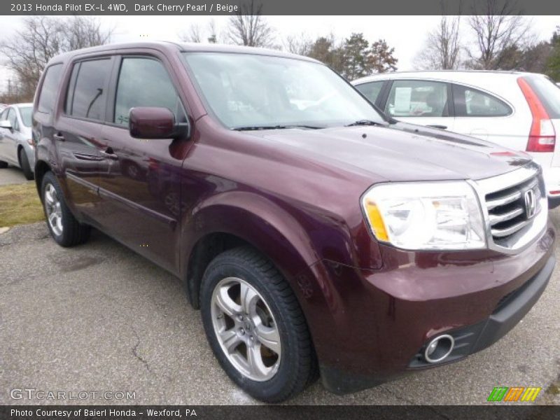 Dark Cherry Pearl / Beige 2013 Honda Pilot EX-L 4WD