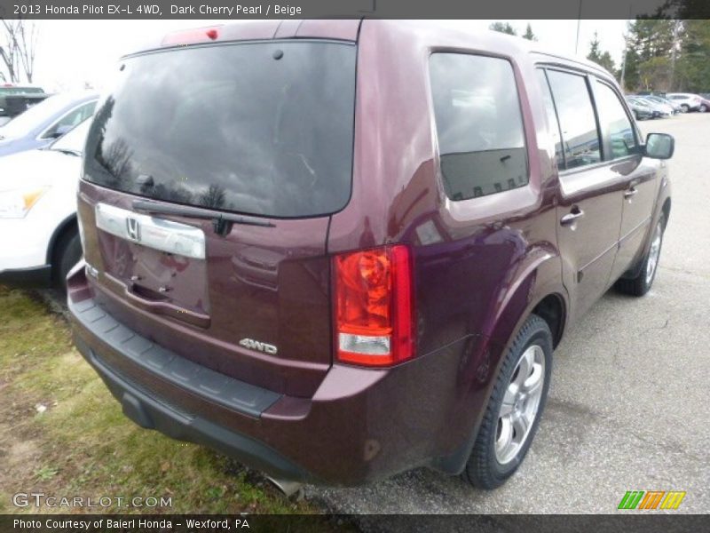 Dark Cherry Pearl / Beige 2013 Honda Pilot EX-L 4WD