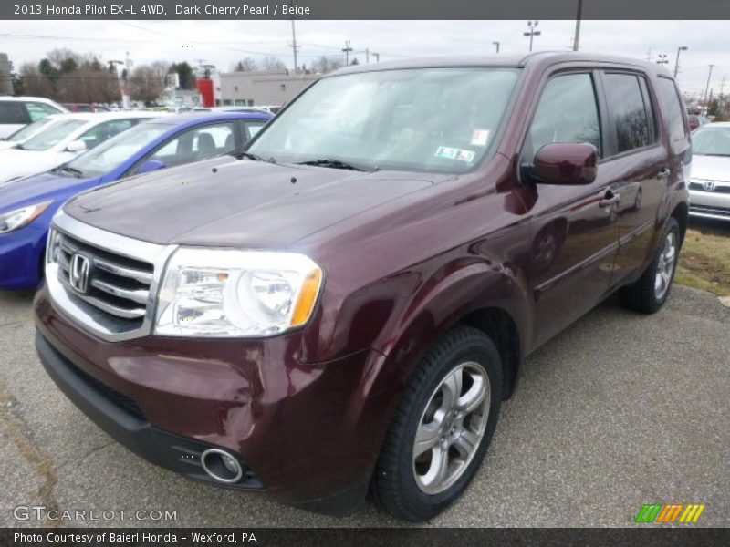 Dark Cherry Pearl / Beige 2013 Honda Pilot EX-L 4WD