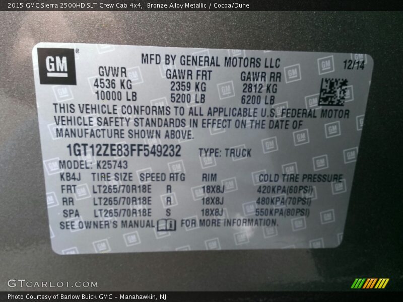 Bronze Alloy Metallic / Cocoa/Dune 2015 GMC Sierra 2500HD SLT Crew Cab 4x4