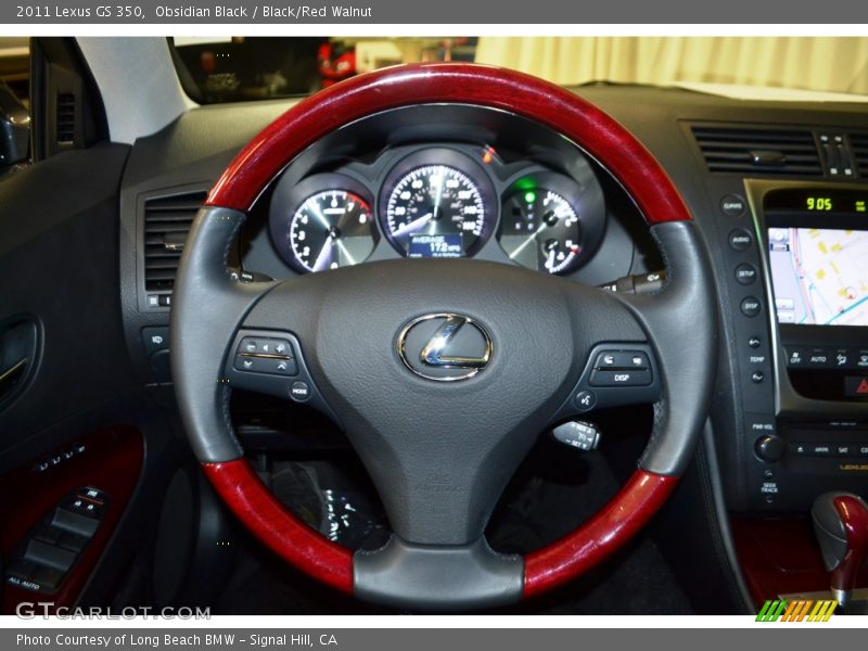 Obsidian Black / Black/Red Walnut 2011 Lexus GS 350