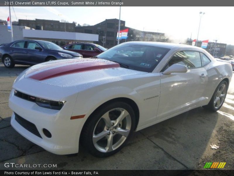 Summit White / Inferno Orange 2015 Chevrolet Camaro LT/RS Coupe