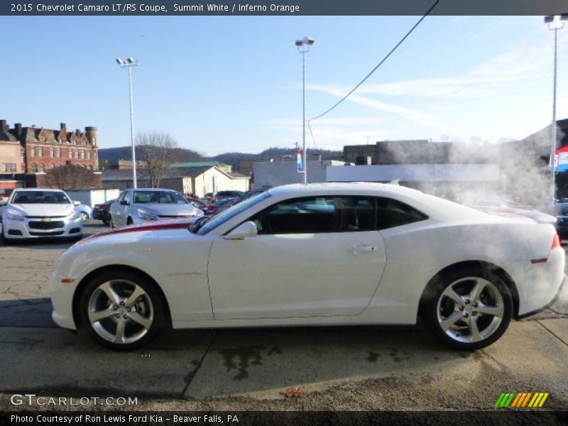 Summit White / Inferno Orange 2015 Chevrolet Camaro LT/RS Coupe