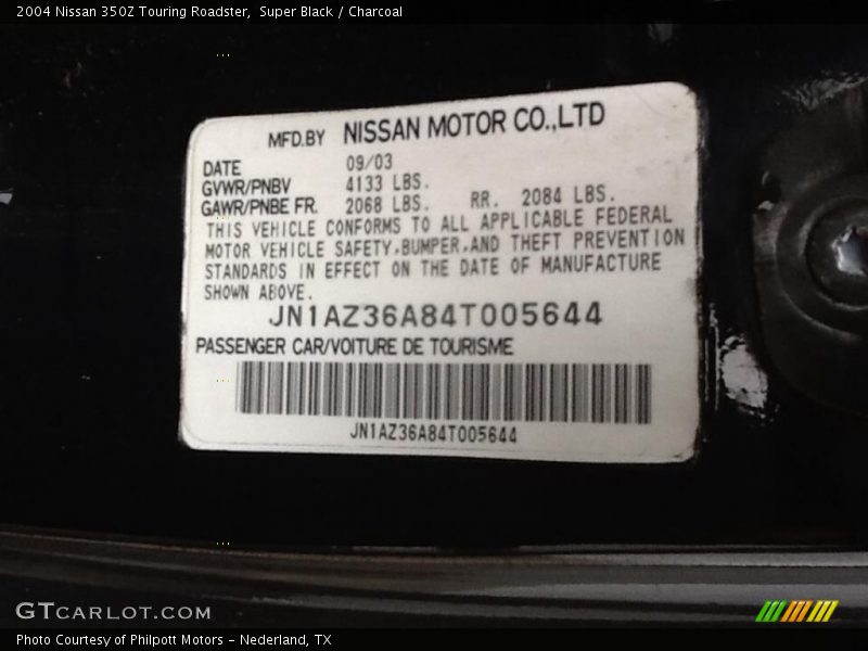 Super Black / Charcoal 2004 Nissan 350Z Touring Roadster