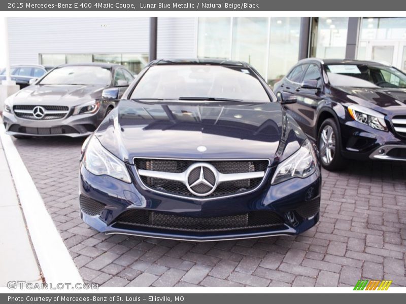 Lunar Blue Metallic / Natural Beige/Black 2015 Mercedes-Benz E 400 4Matic Coupe