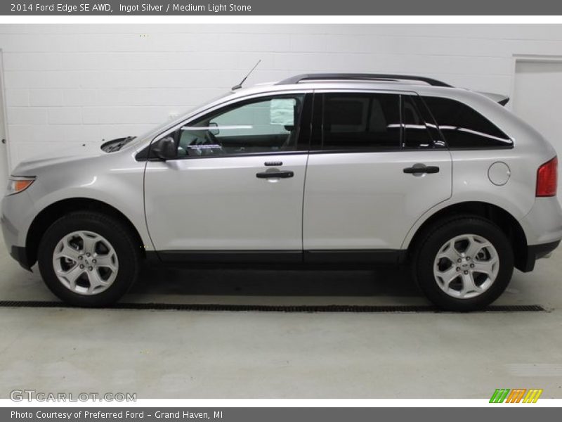 Ingot Silver / Medium Light Stone 2014 Ford Edge SE AWD