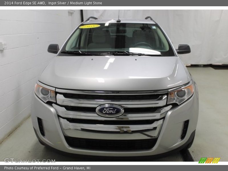 Ingot Silver / Medium Light Stone 2014 Ford Edge SE AWD
