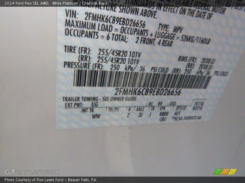 White Platinum / Charcoal Black 2014 Ford Flex SEL AWD