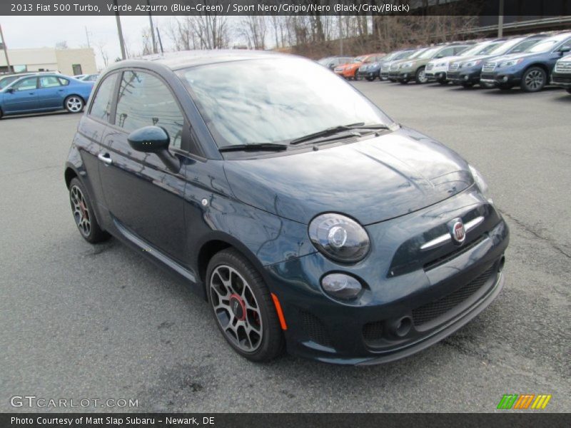 Verde Azzurro (Blue-Green) / Sport Nero/Grigio/Nero (Black/Gray/Black) 2013 Fiat 500 Turbo