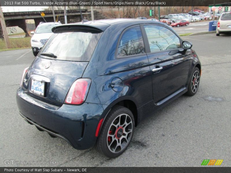 Verde Azzurro (Blue-Green) / Sport Nero/Grigio/Nero (Black/Gray/Black) 2013 Fiat 500 Turbo