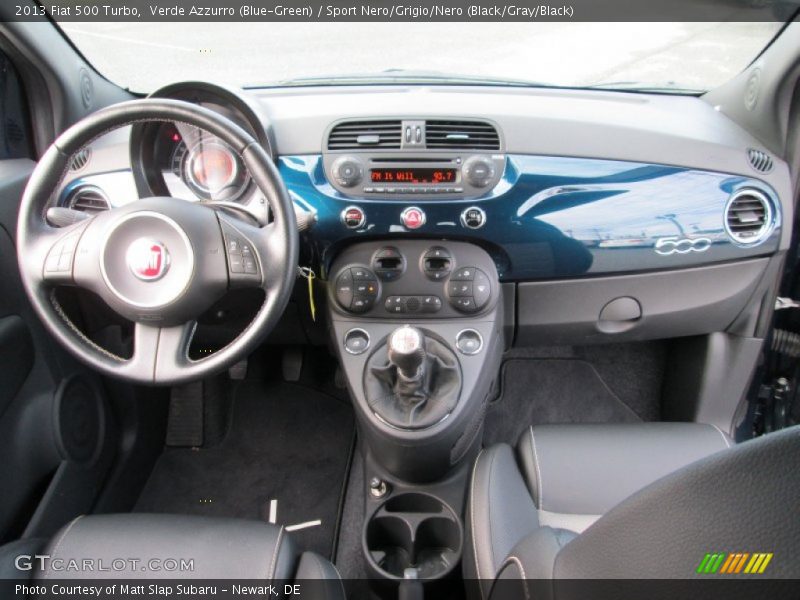 Verde Azzurro (Blue-Green) / Sport Nero/Grigio/Nero (Black/Gray/Black) 2013 Fiat 500 Turbo
